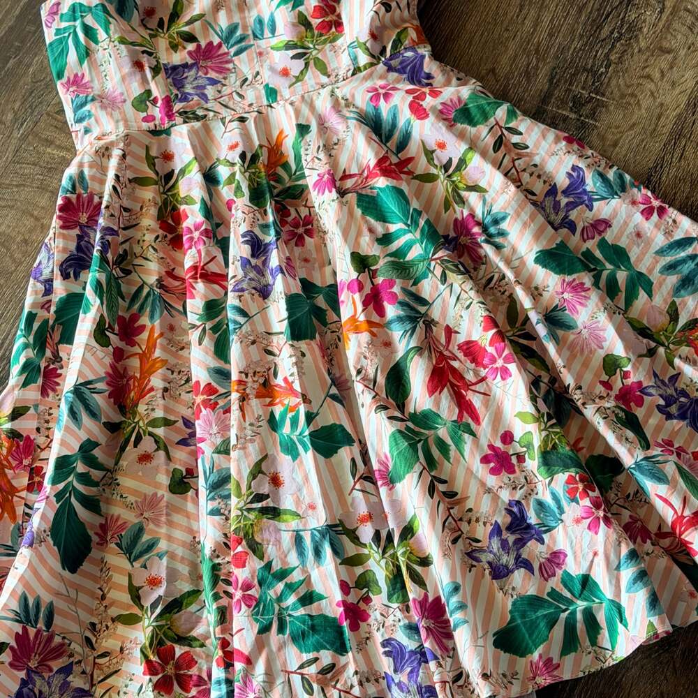 Gianni Bini Jacqueline Striped Floral Sweetheart Neck Midi Dress - Picture 5 of 8